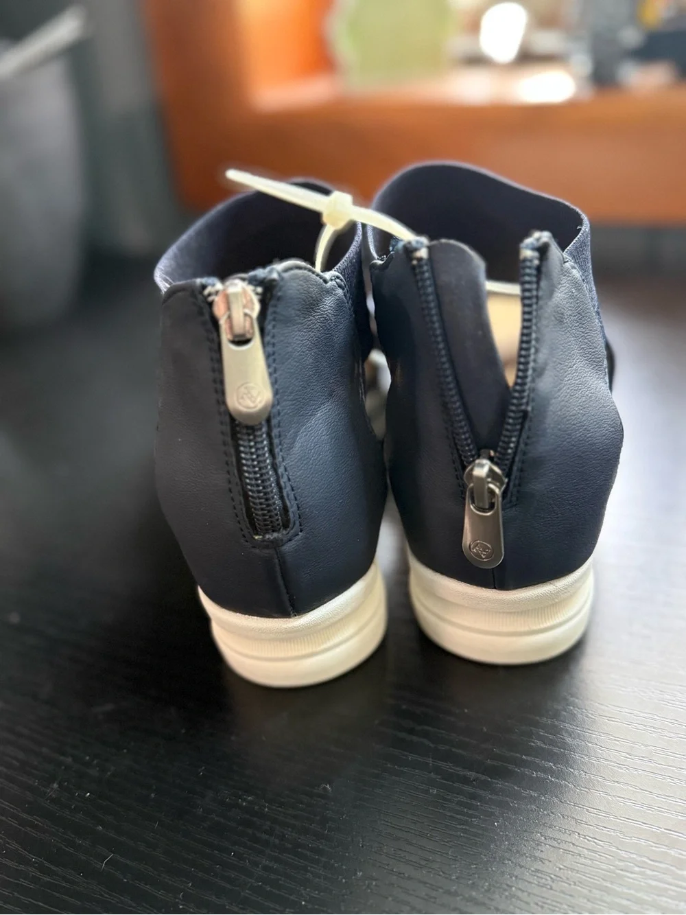 Women's Navy Knit Open-Toe Wedge Sandals 6.5